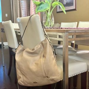 Coach Isabelle Crossbody Pebbled Leather Shoulder Hobo Bag Nude